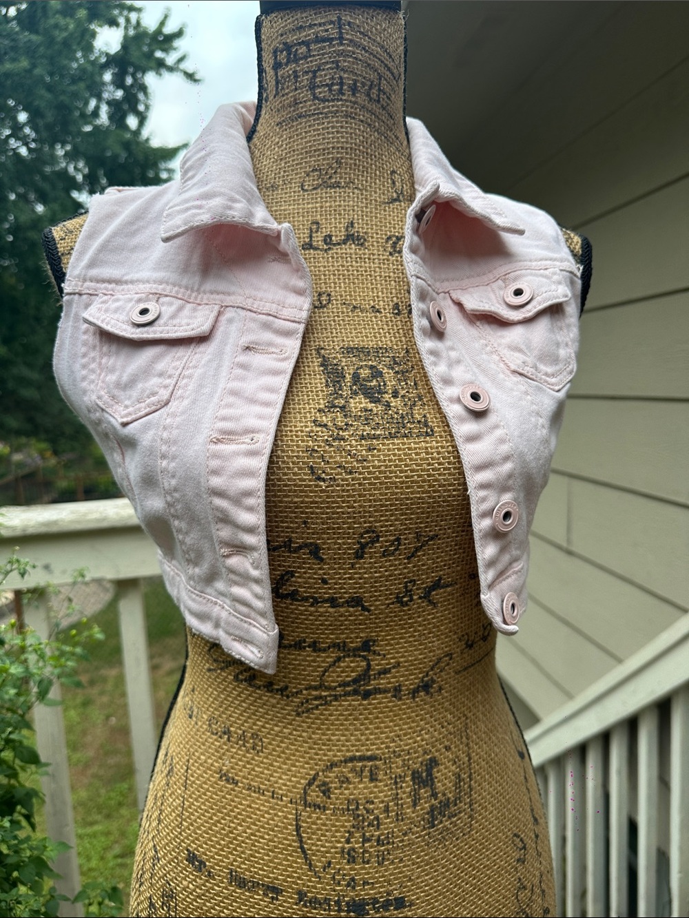 Dollhouse Pink Cropped Denim Vest